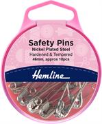 18 safety pins, nickel size 3